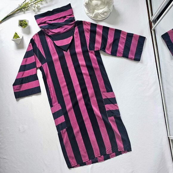 Dramatic Vintage Striped Silk Tunic/Dress - Picture 9 of 12